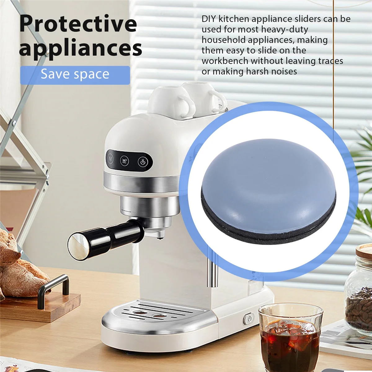 10Pcs Kitchen Appliance Sliders for Counter Adhesive Sliding Tray Compatible with Most Coffee Makers Air Fryers kitchen appliance sliders