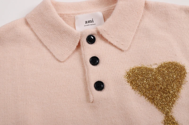 2025 Men Autumn Woolen Sweater With Lapel Gold Thread Knit