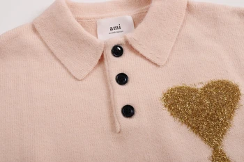 2025 Men Autumn Woolen Sweater With Lapel Gold Thread Knit