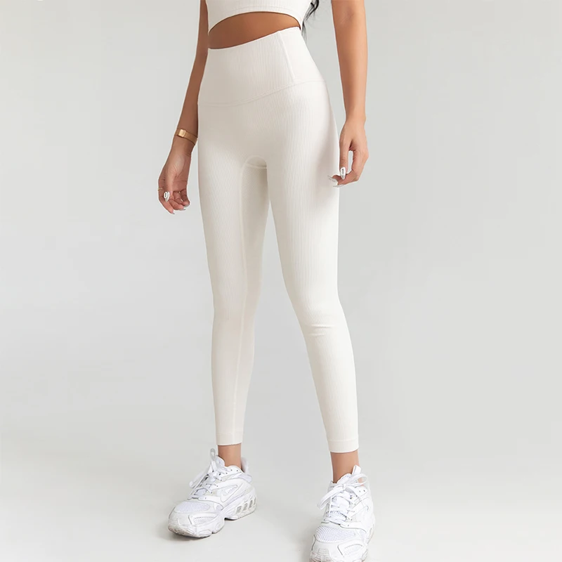 Ribbed Yoga Pants Seamless Sports Women Leggings High Waisted Fitness Training Push Up Leggings Women Gym Workout Yoga Tights