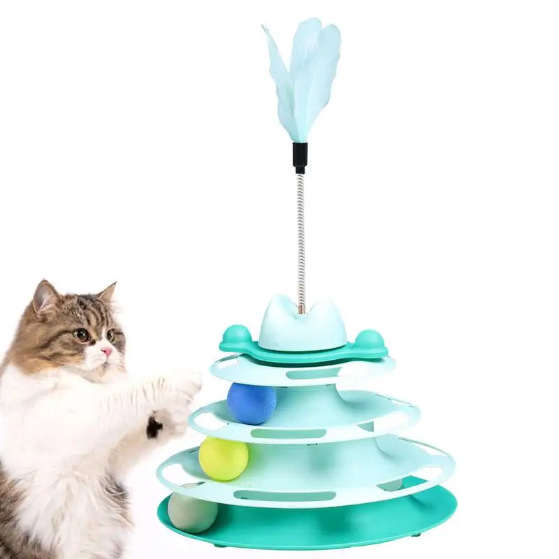 

Четырехъярусные поворотные игрушки для кошек, котят, башня, роликовые игрушки, изготовленные из экологичного полипропилена, безопасные и безвредные для