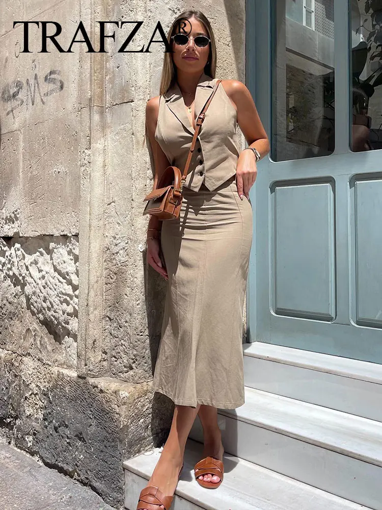 HH Summer Women Solid Turn-Down Collar Vests Back Lace Up Single Breasted Waistcoat Top 2024 Female Fashion Streetwear Vest