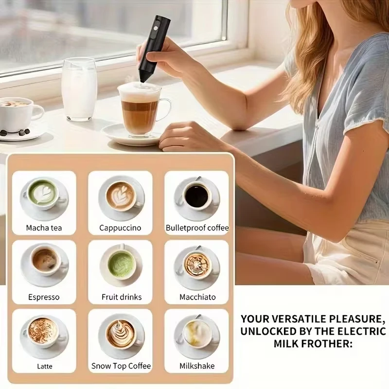 Portable electric milk mixer, handheld mixer, USB mini coffee machine mixer, cappuccino cream mixer, egg beater, food mixer 4