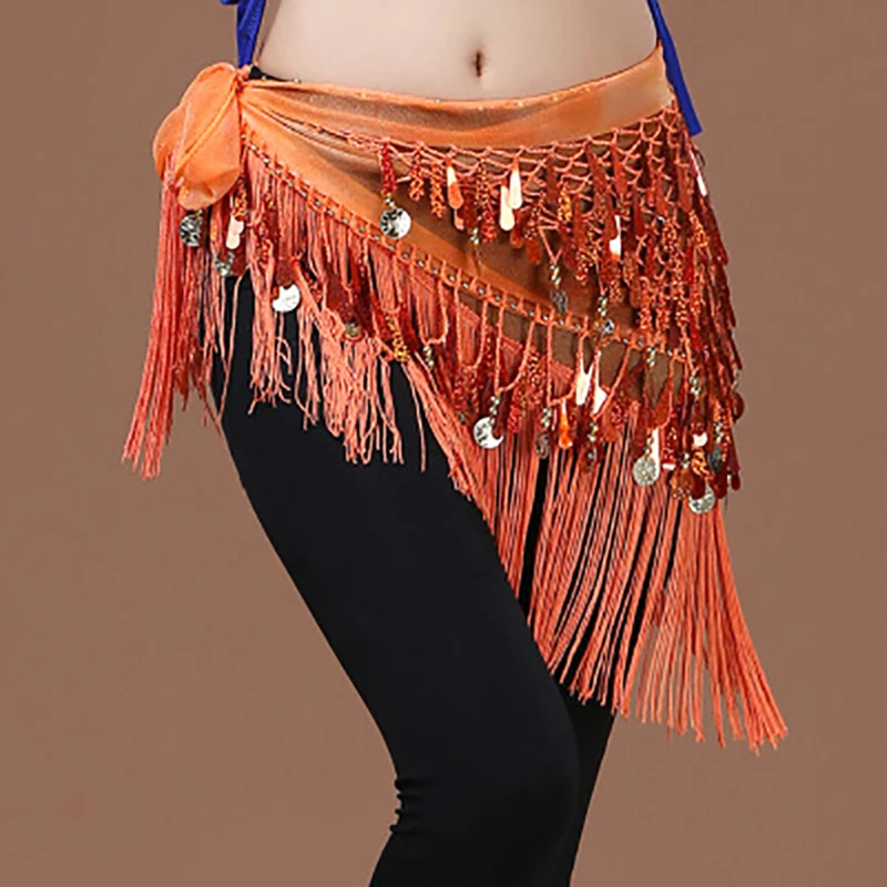 

Sequin Belly Dancing Waist Chains For Dancer Hip Scarf Tassel Triangular Waist Scarf Clothing Belt For Latin Dance