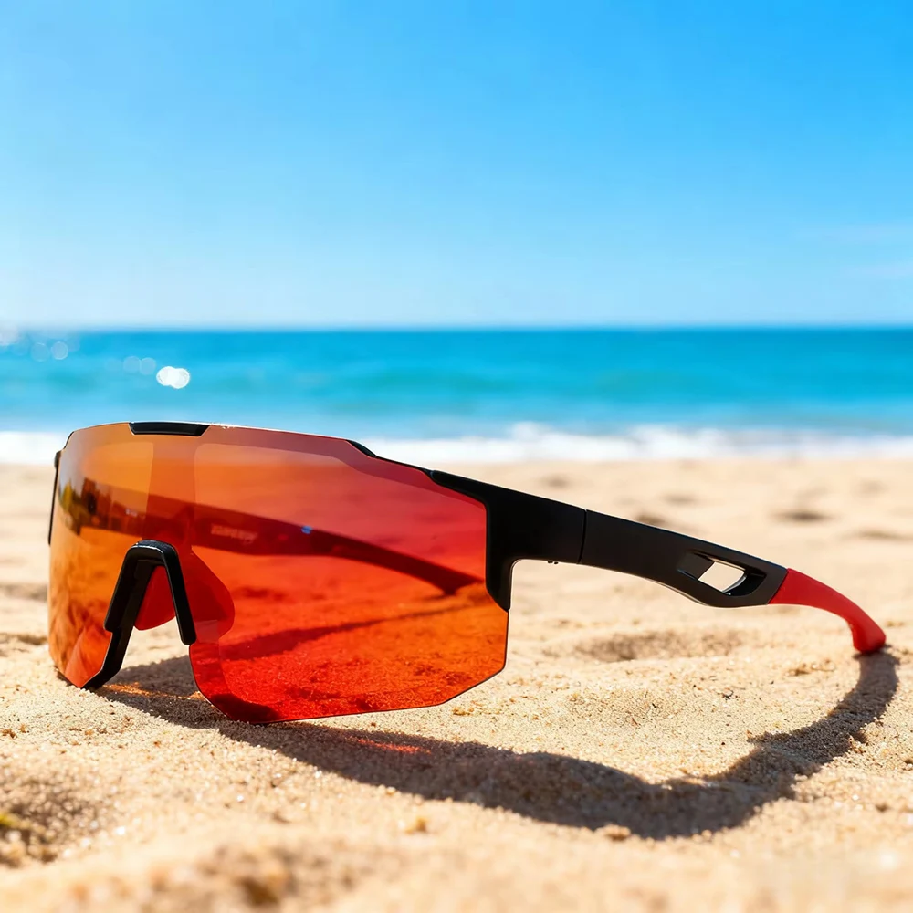 Vibrant Wraparound Sports Sunglasses - UV400 Protection, Unisex Comfort Fit for Outdoor Activities