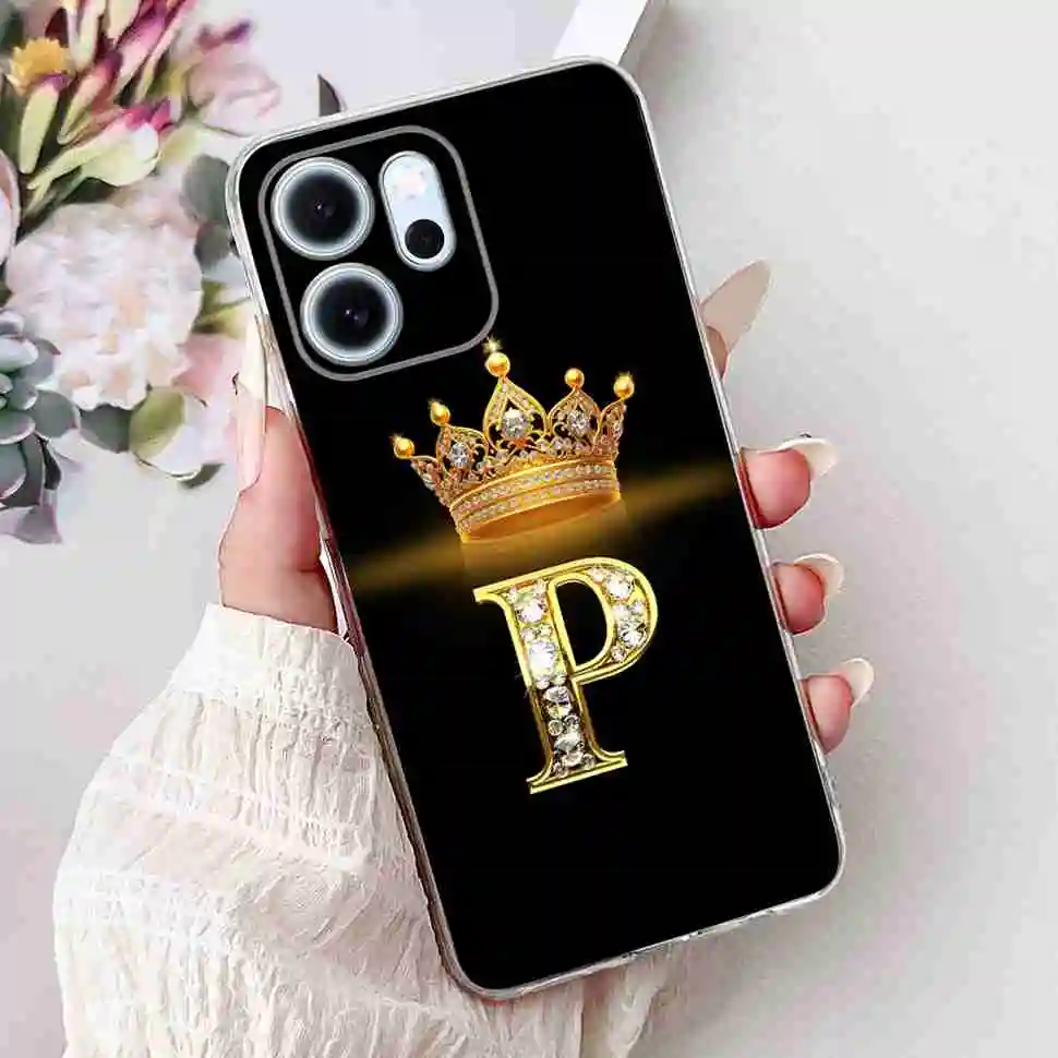 Stylish Alphabet Crown TPU Silicone Phone Case - Fits 6.57 Devices