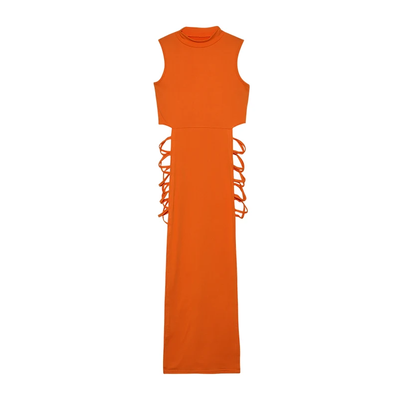 Criss Cross Cut Out Dress, Sexy Bodycon Mock Neck