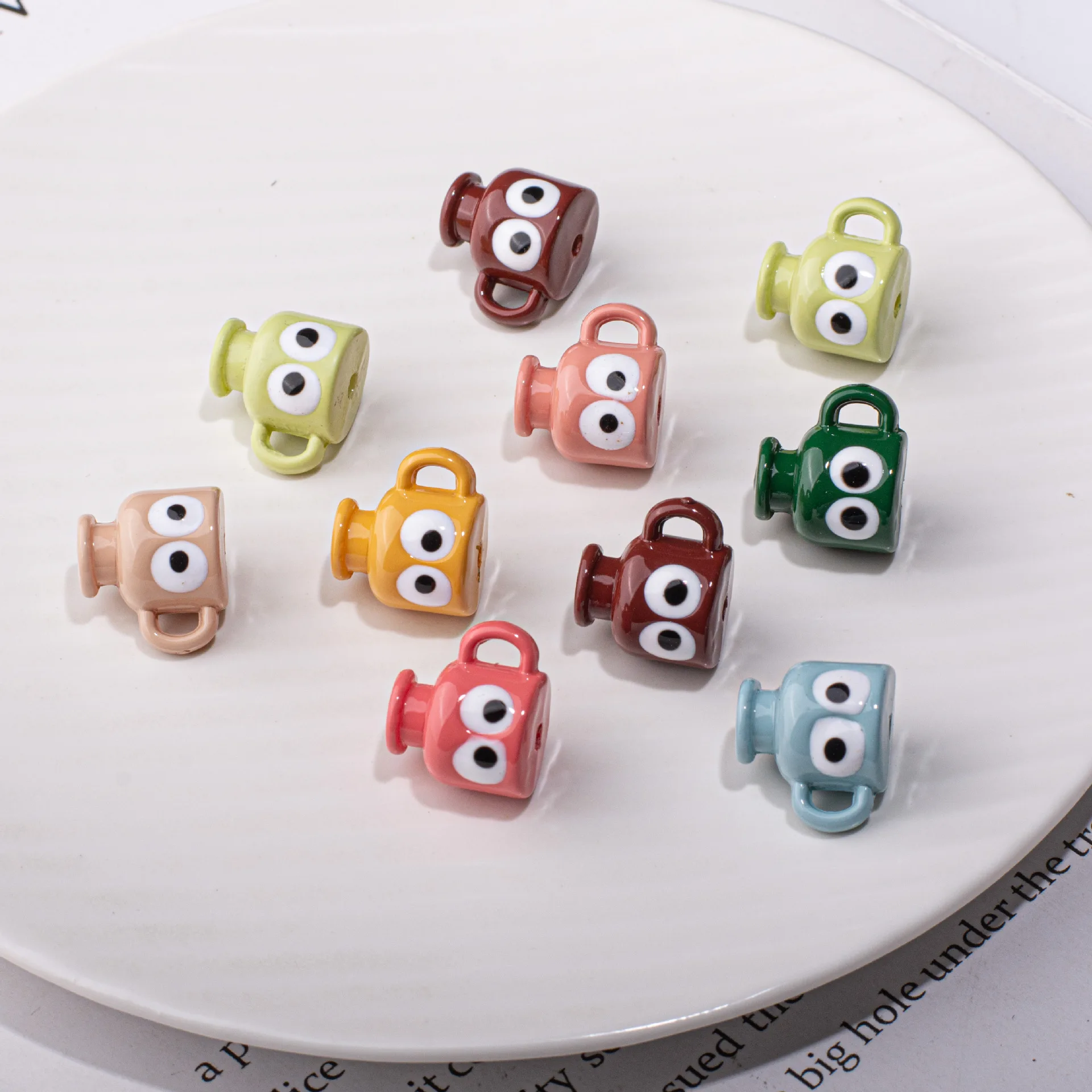 

Trendy New Solid Colors Acrylic Cute Similation Kawaii Cup Shape Jewelry Beads 60pcs 16*18mm Ornament Accessory Material Craft
