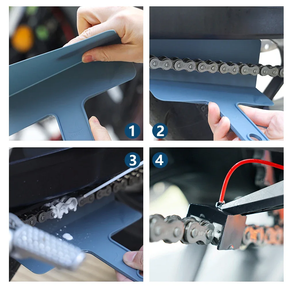 Motorcycle Chain Lube Oiler Tool with Splash Guard Mess-Free Chain Wax Chain Cleaner Attachment Motorcycle Chain Oil Applicator