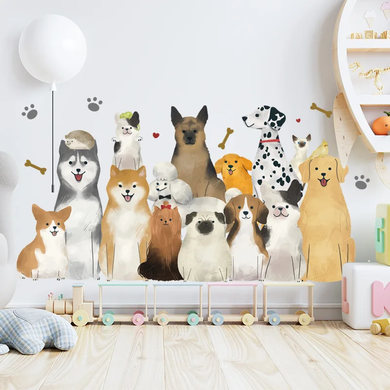 Cartoon Cute Dog Wall Stickers Children's Room Kindergarten Fun