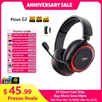 Picun G2 2.4G Wireless Gaming Headset Bluetooth Headphones 5ms Low Latency 7.1 Surround ENC Mic For PC PS4 PS5 Phone Switch