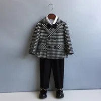 Baby Boys Wedding Dress Suit Children Blazer Jacket Pants Tie 3Pcs Photograph Suit Child Kids1 Year Birthday Party Show Costume
