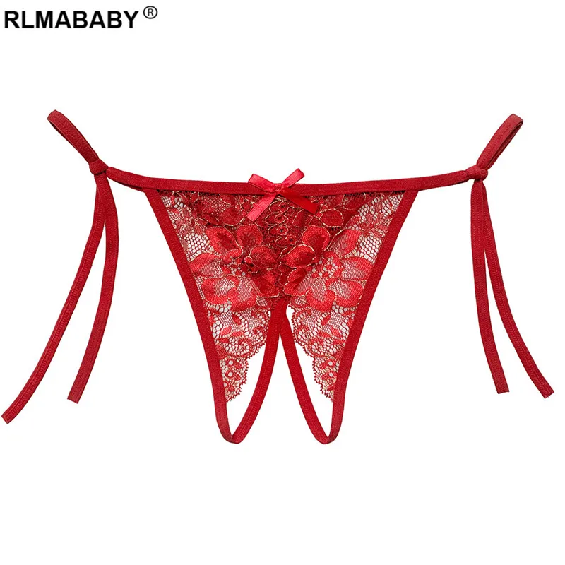Sexy Women Temptation Bandage Underwear Thong Fashion Hot Lace Embroidery Floral Panties See Through Lingerie G-String Briefs · v2