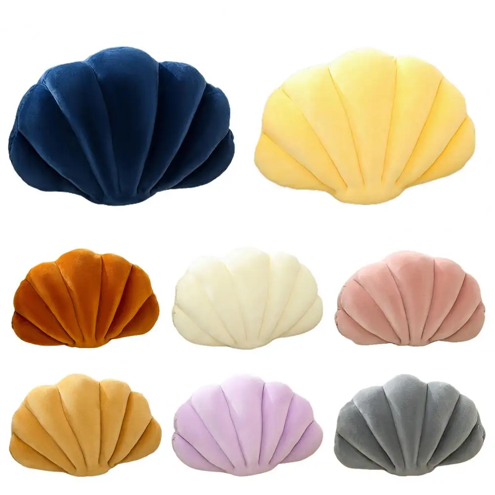 Shell-Shaped Pillow Soft Seashell Bed Sofa Cushion Velvet Stuffed Pillow Cushion Mermaids Fairy Princess's Home Room Decoration 2