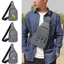 

Men's Chest Bag New Multifunctional Outdoor Sports Messenger Canvas Bag Feather Print Series Men's Fashion Messenger Bags