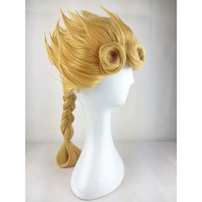 조조의 기묘한 모험 Giorno Giovanna 긴 황금 머리띠 스타일 헤어 가발 N012