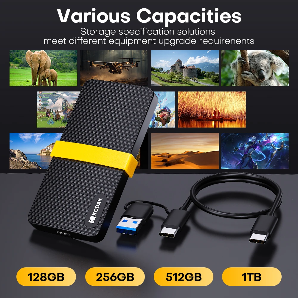 Kodak x200ポータブルssd 2テラバイト1テラバイトusb 3.1タイプc