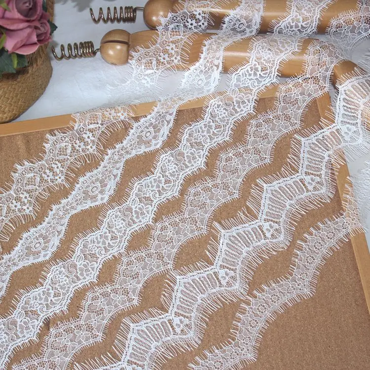

Wholesale Price 30 Meters=10 Pieces Eyelash Lace Trim Border Lace Trimming Chantilly French Lace Off White, Black in Stock