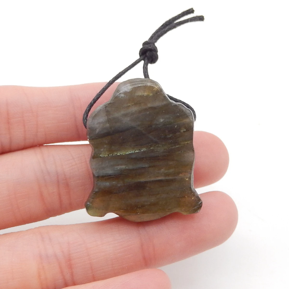 Natural Labradorite Buddha Carving Pendant, Flashy Labradorite