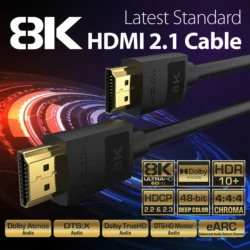Ultra High-Speed 8K HDMI 2.1 Braided Cable - 48Gbps, 4K@120Hz & 8K@60Hz - 10FT--3M--118inch (Black)