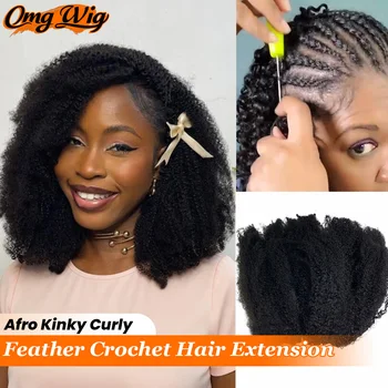 Afro Kinky Curly Feather Crochet Hair Extensions For Women The 3rd Generation Texture-Tight Afro Kinky Coily Reusable Upgrade 1