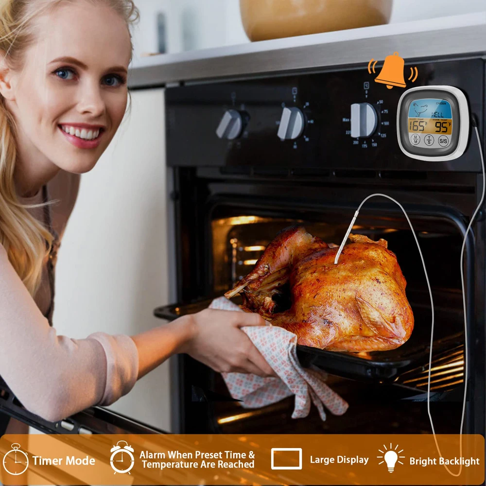 Termometru digital de bucătărie Temperatura cuptorului Contor de căldură Bucătărie Termometre pentru carne din inox Sondă pentru vase de gătit grătar_voghion.com