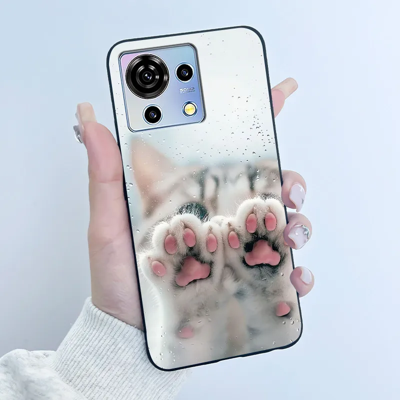 ZTE Blade V50 Vita 케이스 블랙 TPU 실리콘 고급스럽고 귀여운 꽃무늬 폰 케이스 (블레이드 V 50 Vita V50Vita 범퍼 소프트 커버)