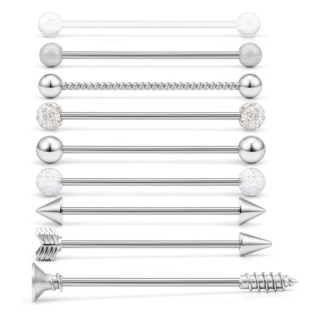 WKOUD 9PCS Matte Gilitter Braided Ball Arrow Screw Crystal CZ Clear