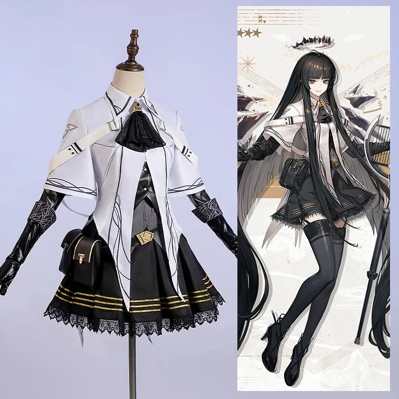 The Arknights New Virtuosa Cosplay Arturia Giallo Sexy Pizzo Nero Orlo Gonna Femminile Costume Da Battaglia B