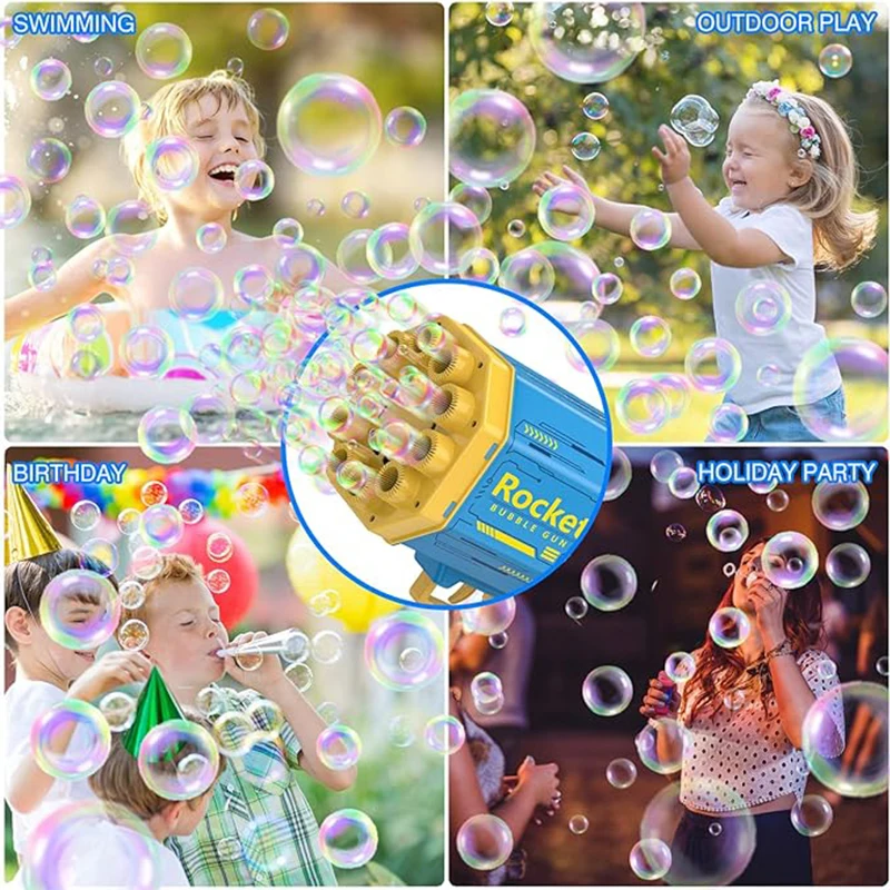 40Holes Electric Bubble Gun Automatic Gatling Bazooka Bubble Machine With Light Children Outdoor Soap Bubble Blowing Toys 6