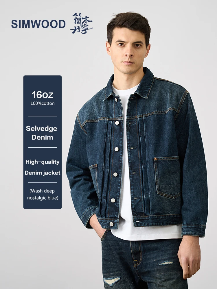 SIMWOOD High Standard Series 2025 Spring New Regular Fit 16OZ Selvedge Denim Jackets Men Women High Quality Clothes 1