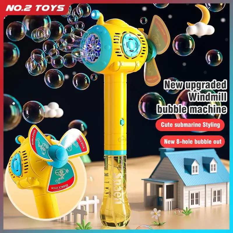

Fully Automatic Bubble Blowing Machine Children's Handheld Windmill Soap Bubble Stick Summer Game Children's Toys for Kids Gifts