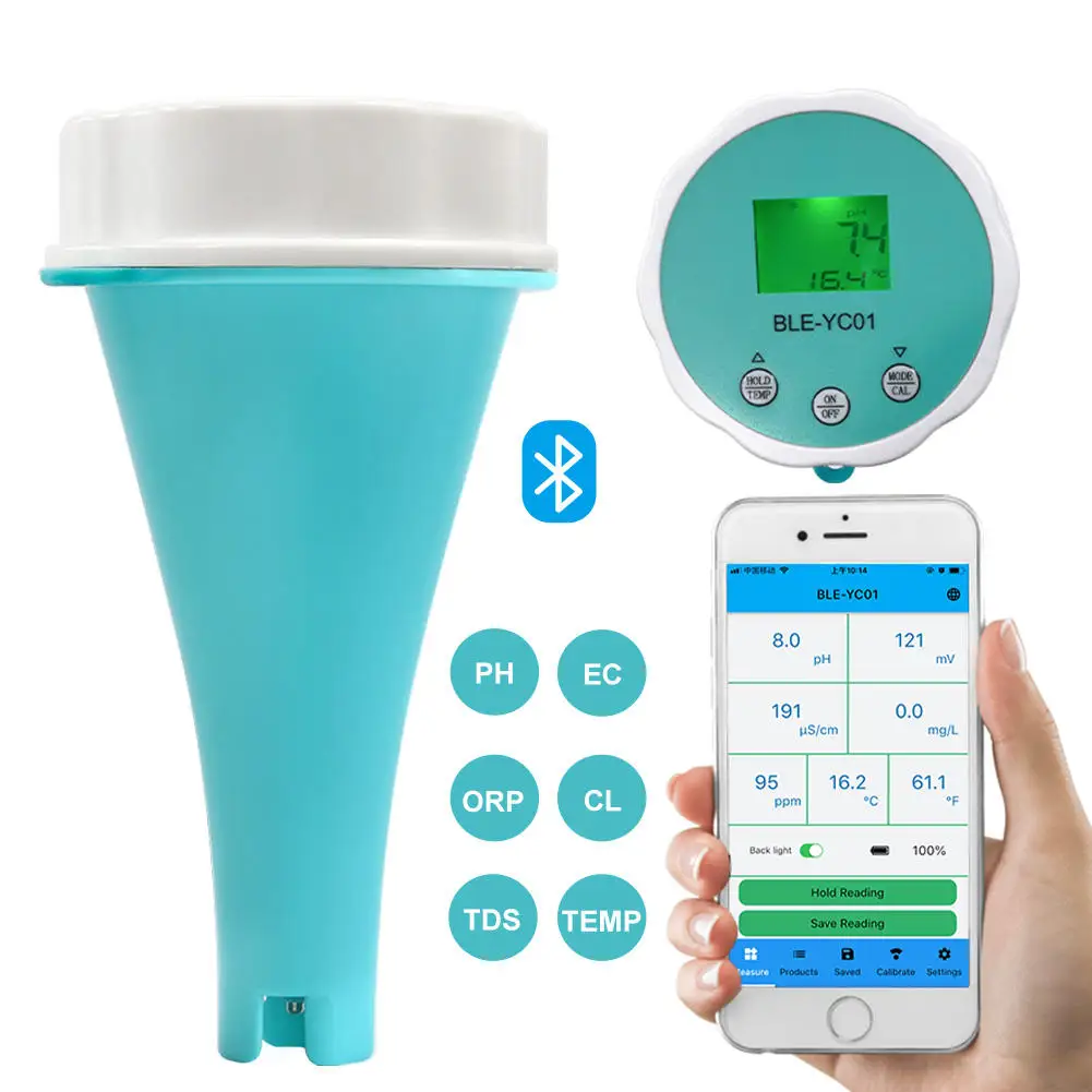 

Смарт-приложение, онлайн, Bluetooth, измеритель воды, хлора/PH/TDS / EC / ORP / TEMP PH для аквариумов
