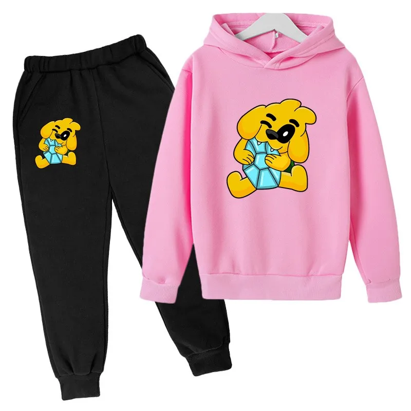 Kids Mike Dog Print Spring Autumn Cute Pullover Hoodie+Pants 2pcs Tracksuits 2-13 Years Boys Girls Casual Outfits Children Sets 2
