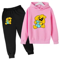 Kids Mike Dog Print Spring Autumn Cute Pullover Hoodie+Pants 2pcs Tracksuits 2-13 Years Boys Girls Casual Outfits Children Sets 2