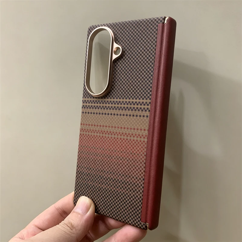Carbon Fiber Texture Phone Case with Magnetic Wireless Charging and Metal Lens Armor Cover