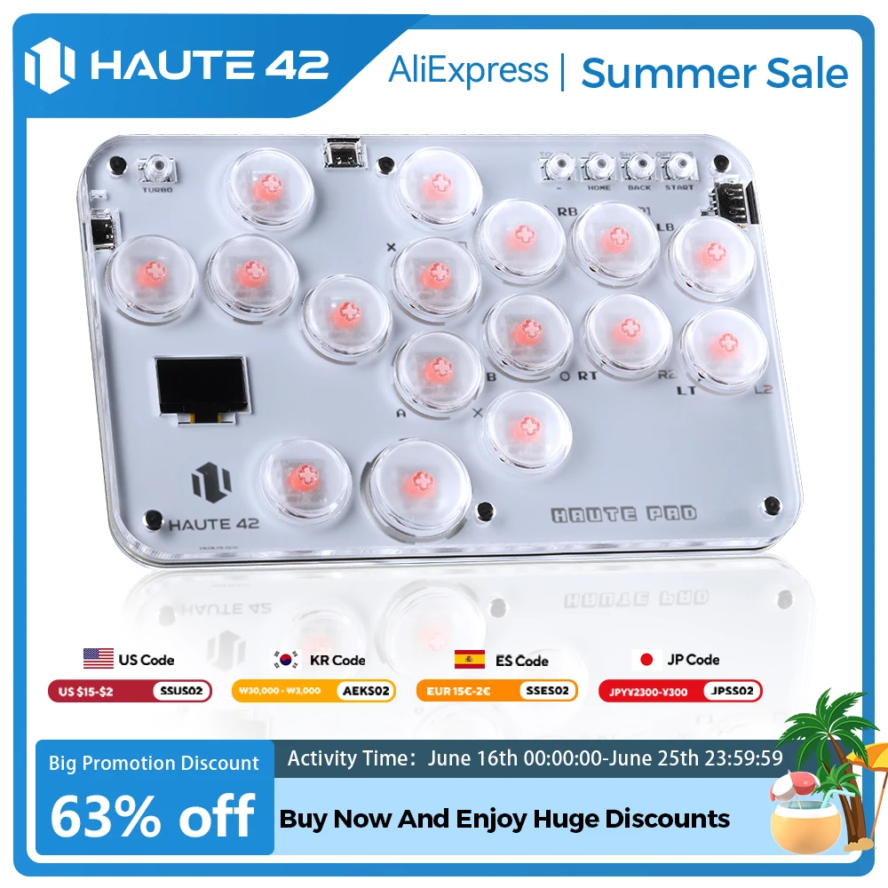 Haute42 Arcade Hitbox Controller Fight Stick PC Joystick Hitbox Controller Keyboard For Ps4 / Switch/Steam Arcade Fighting PC