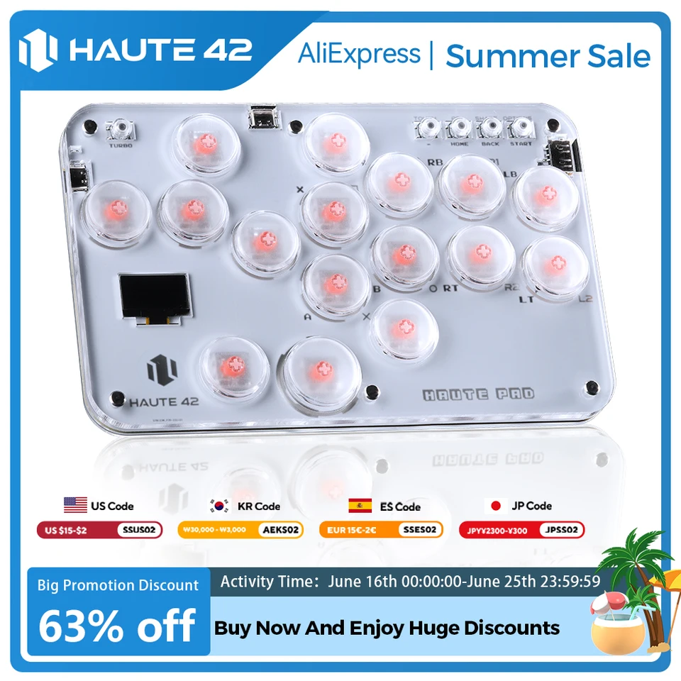 Haute42 Arcade Hitbox Controller Fight Stick PC Joystick Hitbox Controller Keyboard For Ps4 / Switch/Steam Arcade Fighting PC
