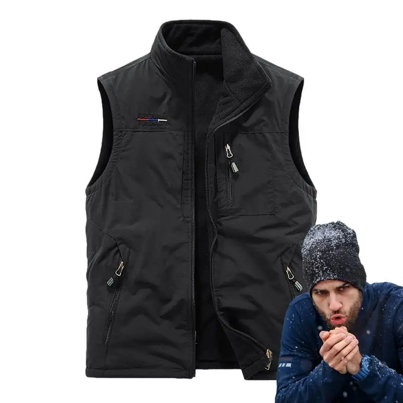 

Winter Outdoor Vest For Men Padded Lightweight Outdoor Ventures Jacket Double-Sided Wear Men's Activewear For Hiking