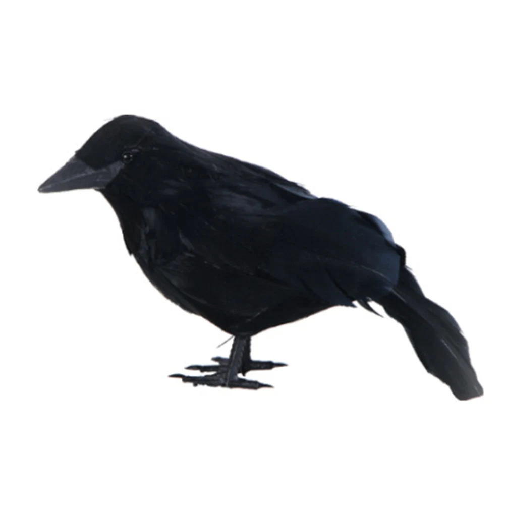 Halloween Ravens Desktop Figurines Realistic Black Feathered Crows Multifunctional Festive Atmosphere Haunted House Decor Props