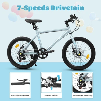 20 Inch Kids Bike for Boys Girls, 7-Speed Children Road Bike with Steel Frame and Dual Disc Brakes for Ages 6-12 Years Old 4