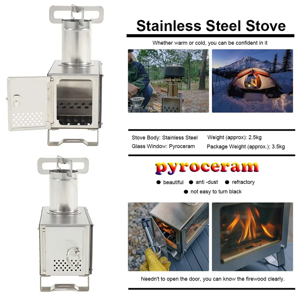 Soomloom Portable 0.5 Unit Campfire Pit Stainless Steel Wood Stove