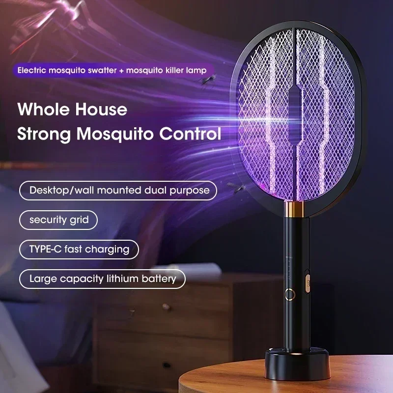 Rechargeable 3000V Electric Mosquito & Insect Killer with UV Light for Home/Garden/Camping, Indoor/Outdoor Use