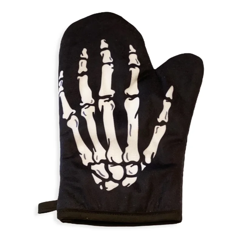 Halloween-Skeletthand-Ofenhandschuh-Set, Einweihungsgeschenk, Topfhalter, Gastgeber, Vater, Raumdekoration, Halloween-Party-Zubehör – Detail 2