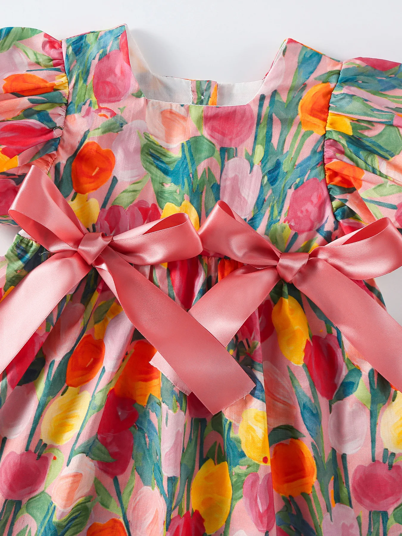 Girls Summer Tulip Print A Line Dress