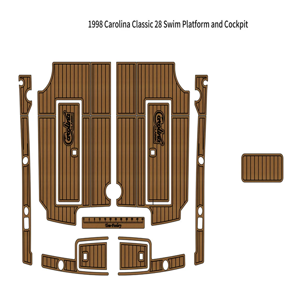 Quality 1998 Carolina Classic 28 Cockpit Pad Boat EVA Foam Faux Teak Deck Floor Mat