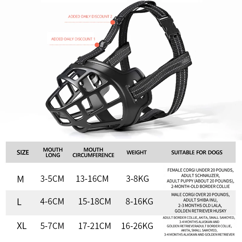 Dog Muzzle Adjustable Dog Muzzle Soft Silicone Breathable Strong Basket Small Medium Large X-Large Dogs Stop Biting Barking Chewing