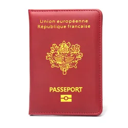 Customized French Passport Holder - Travel Essentials Cover (Red)