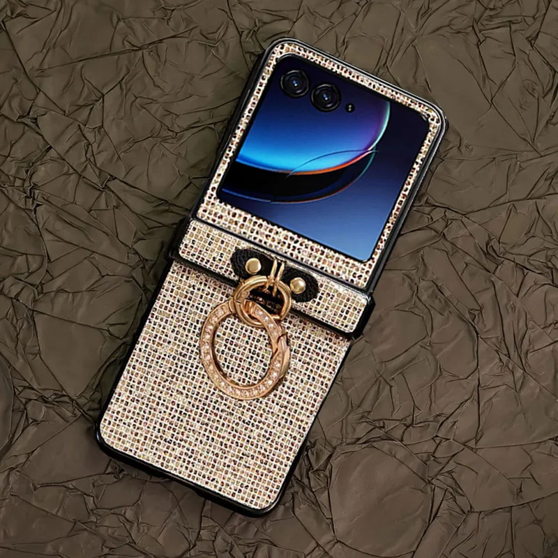 Luxurious Diamond Ring Buckle Shiny Glitter Phone Case - Shockproof Back Cover