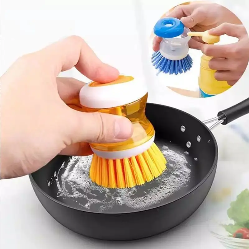 Soap Dispensing Dish Palm Brush Cleaning Dish Brush Handheld Dish Scrubber  Pot Pan Sink Brush Kitchen Cleaning Tools - AliExpress